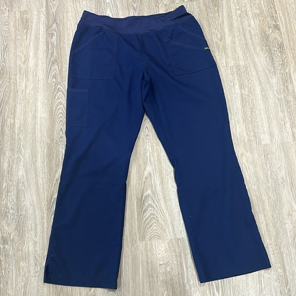 Landau ProFlex Tailored Fit Comfort Stretch 4-Pocket Scrub Pants LARGE Navy